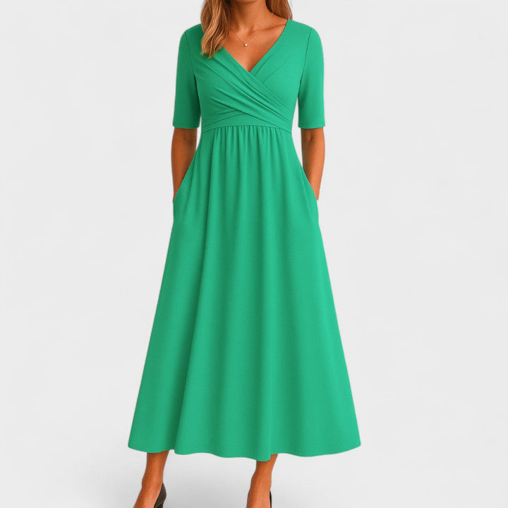 Maddison | Elegant Plisseret Midi Kjole