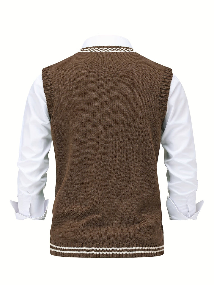 Gideon | Kabelstrikket V-hals Sweater Vest