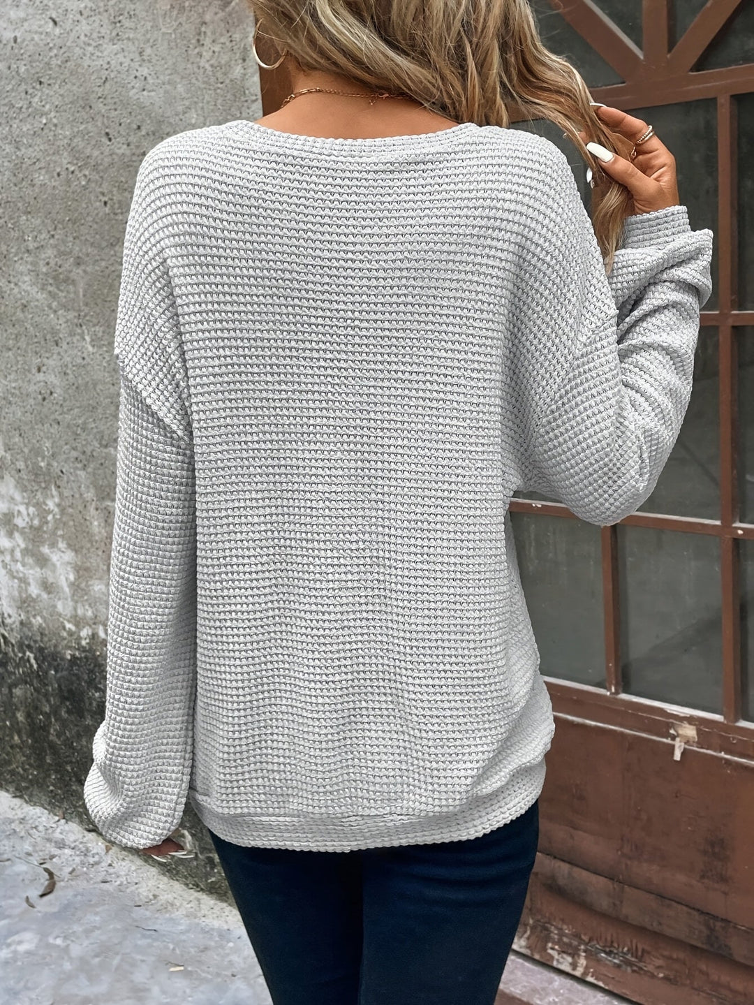 Carly | Afslappet Vaffelstrikket Sweater