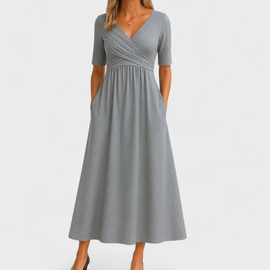 Maddison | Elegant Plisseret Midi Kjole
