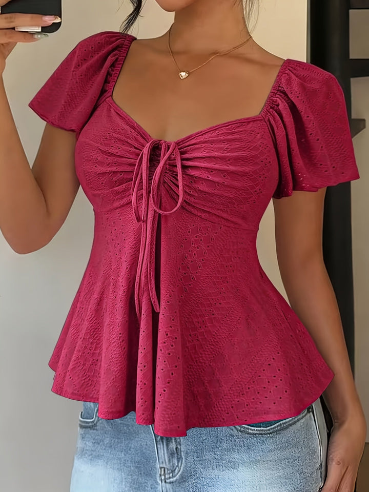 Josephine | Flutter-Ærme Peplum Top