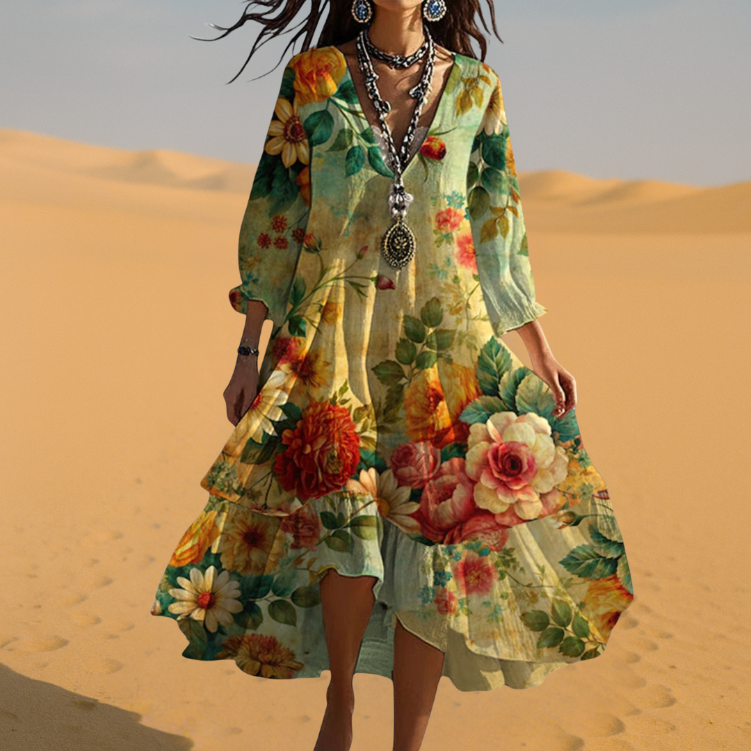 Cassidy | Vintage Boho V-Hals Sommerkjole