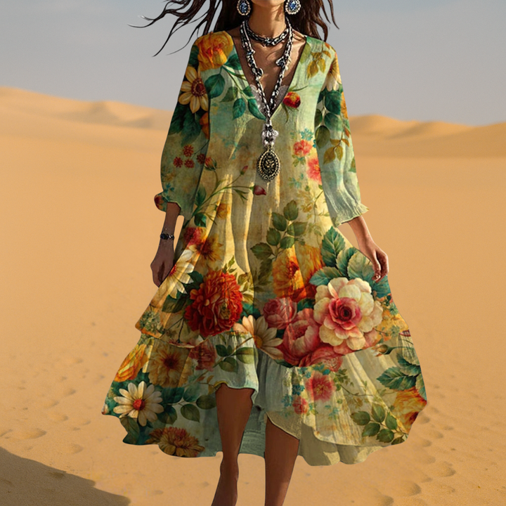 Cassidy | Vintage Boho V-Hals Sommerkjole