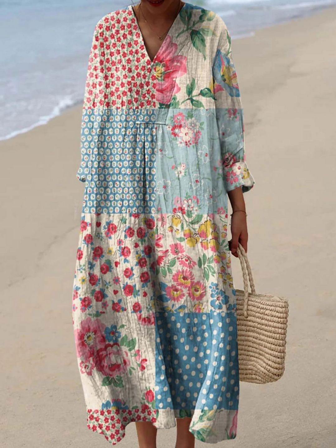 Clarisse | Vintage Floral Patchwork Mønster Kjole