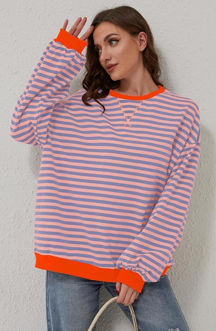 Paula | Stribet Rundhalset Pullover