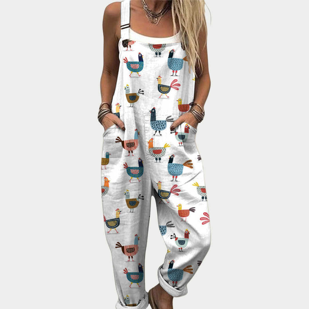 Doris | Komfortabel Hønse Kunst Jumpsuit