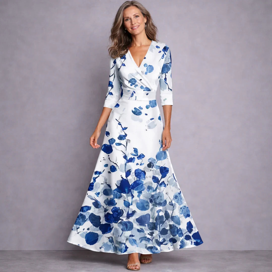 Emilia | Elegant Maxi Kjole med Mellemærmer