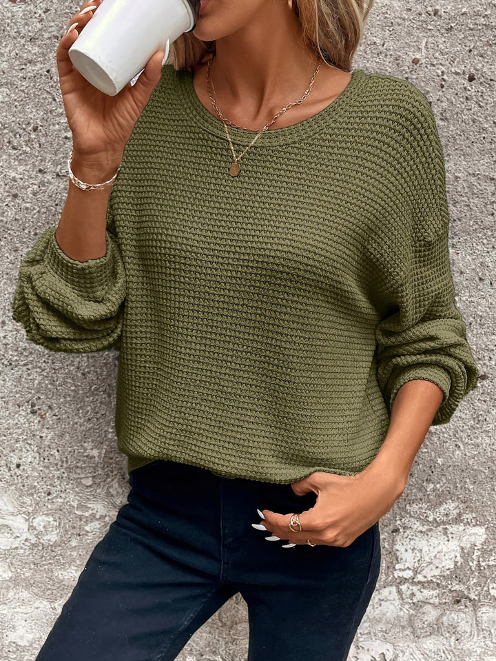 Carly | Afslappet Vaffelstrikket Sweater
