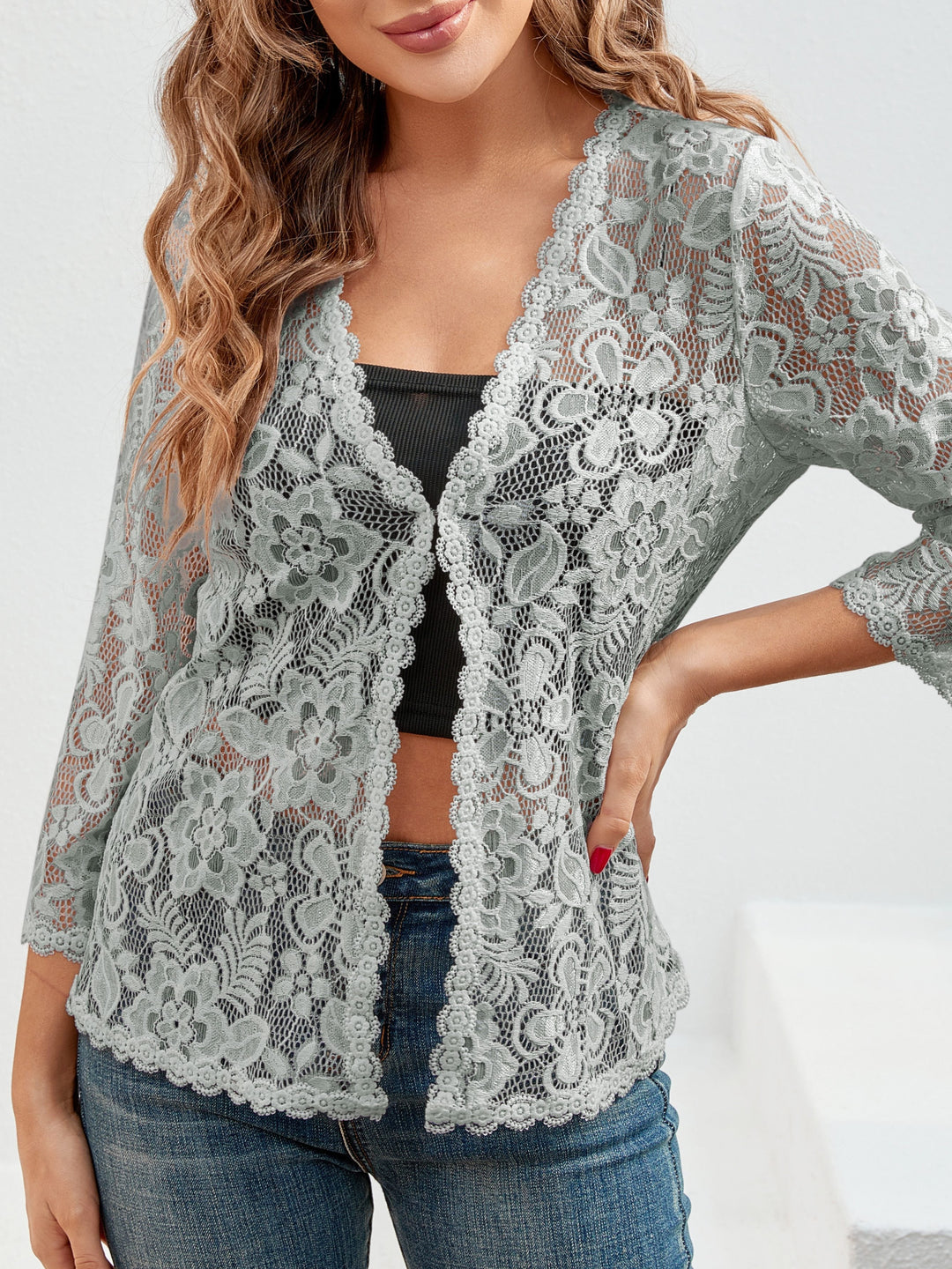 Cassandra | Floral Openwork Cardigan