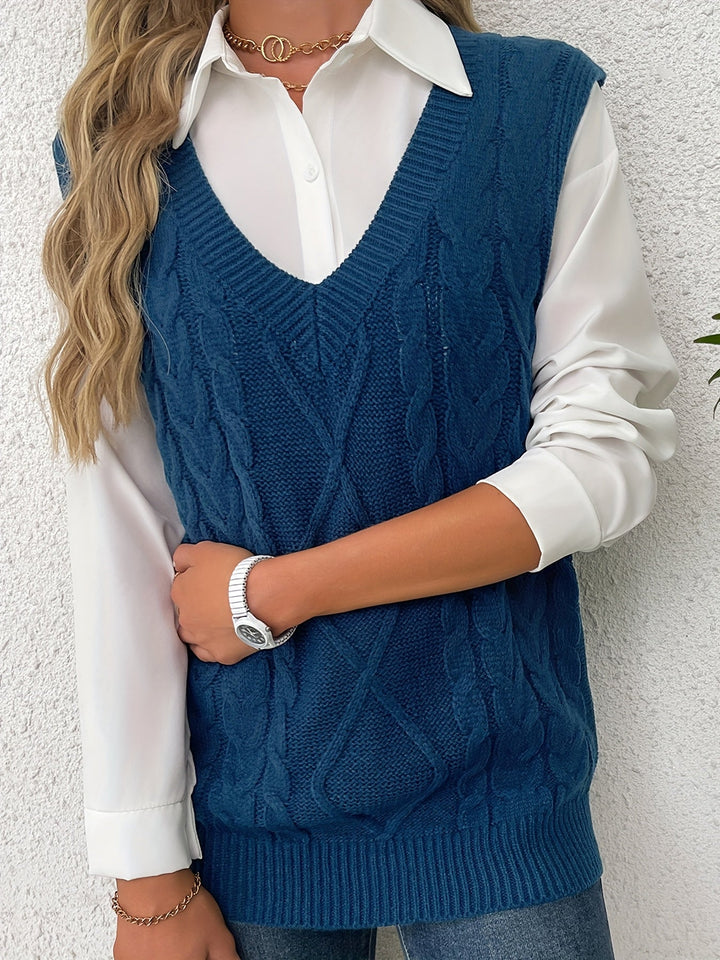 Cora | Cozy Cable-Knit V-Hals Sweater Vest