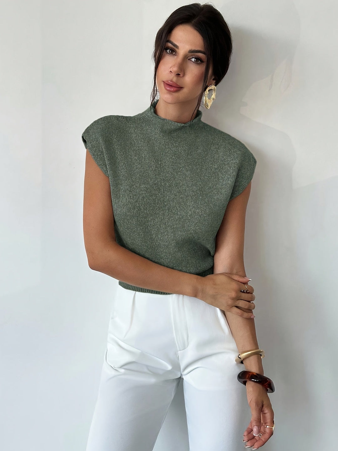 Claudia | Mock Neck Ærmeløs Sweater Vest