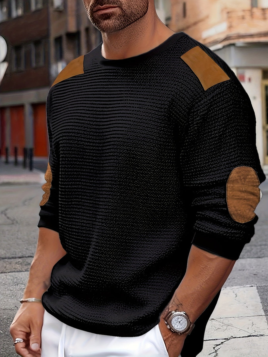 Aaron | Tekstureret Elbow-Patch Pullover