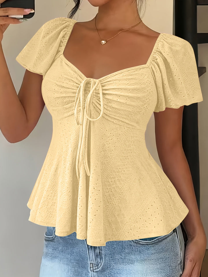 Josephine | Flutter-Ærme Peplum Top