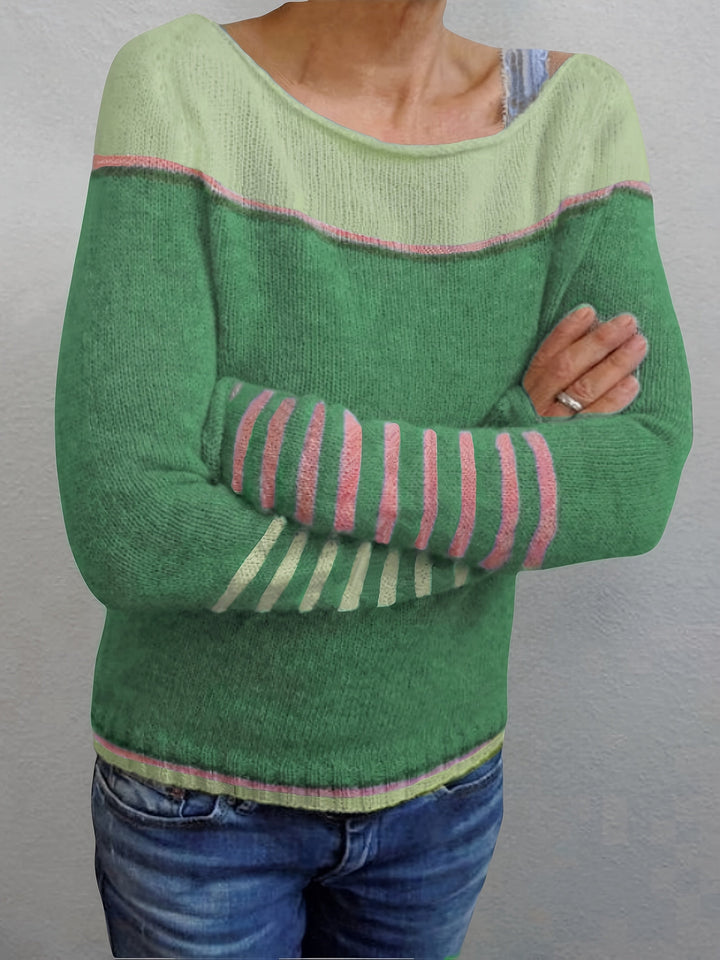 Francesca | Farveblok Båd Hals Sweater