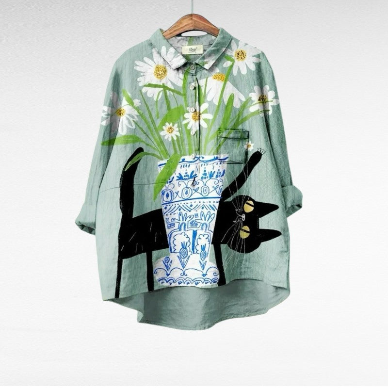 Bethany | Klassisk Floral Langærmet Bluse