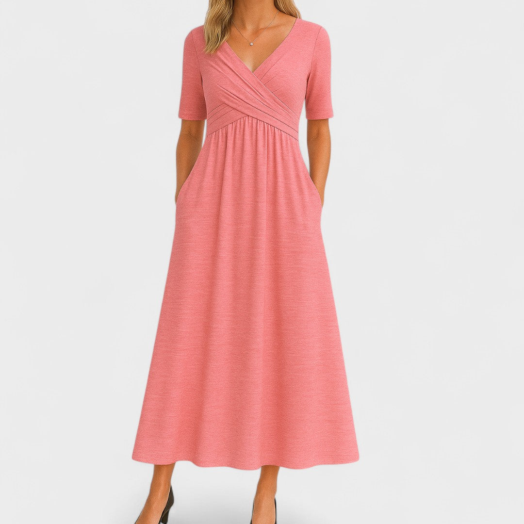 Maddison | Elegant Plisseret Midi Kjole