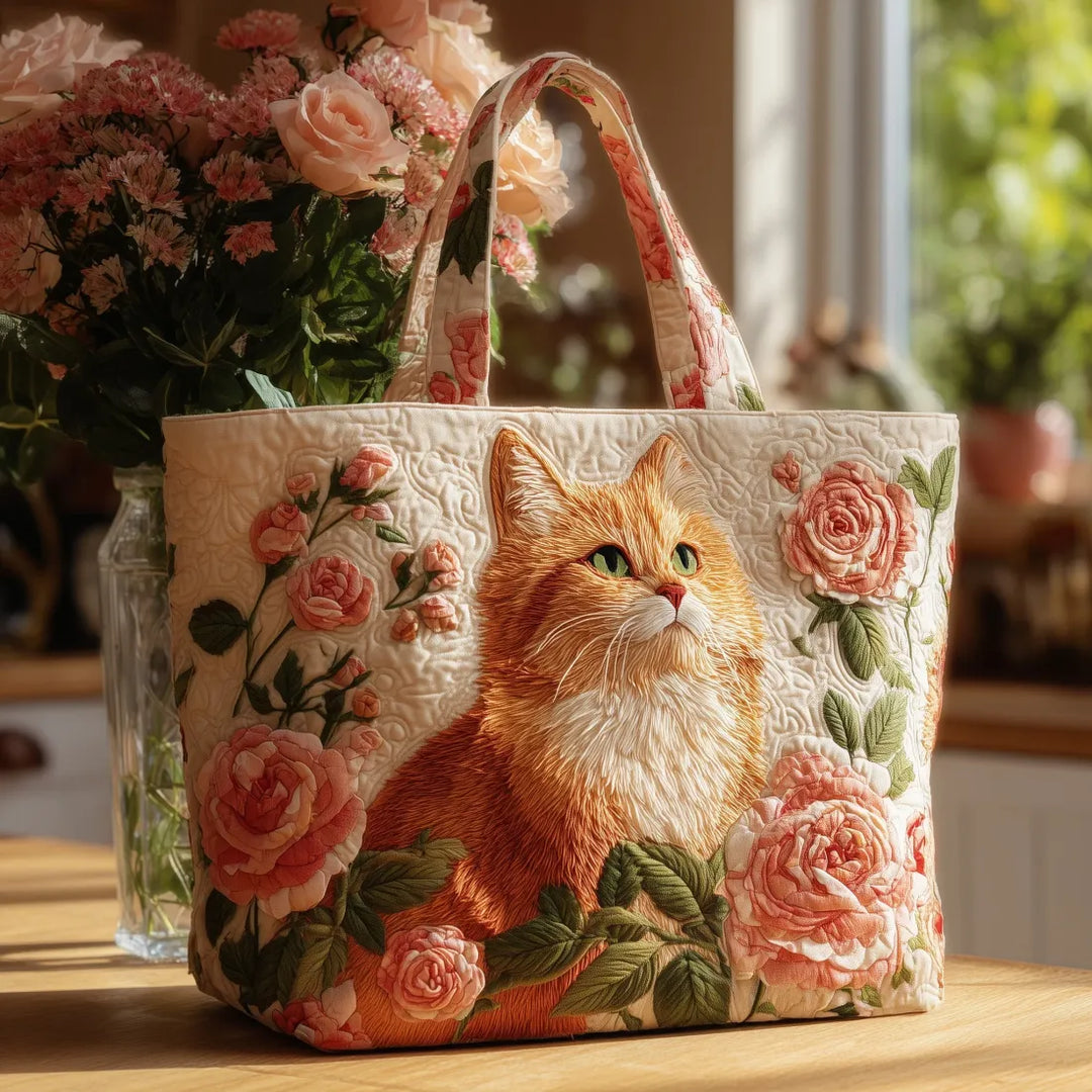 Rachel | Multifarvet Rose Kat Kunst Tote Taske