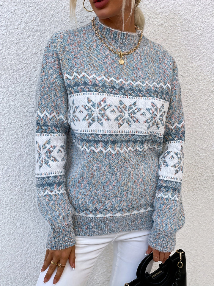 Tamsin | Cozy Snowflake Mock-Neck Sweater