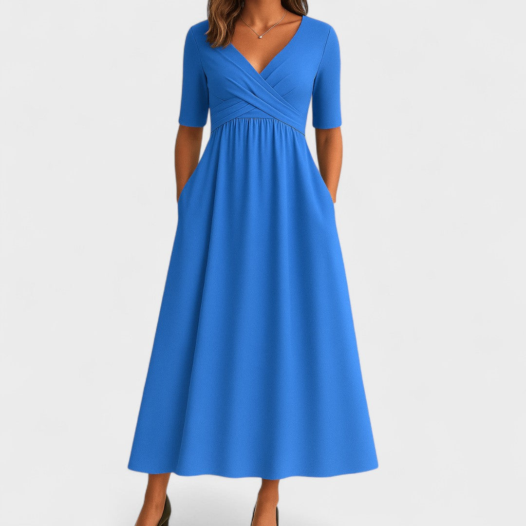 Maddison | Elegant Plisseret Midi Kjole