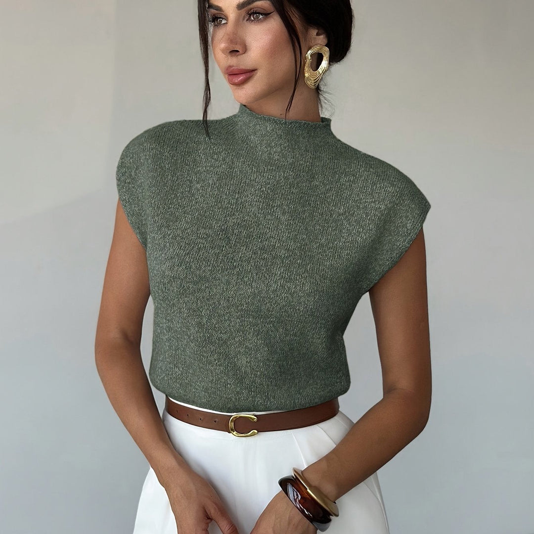 Claudia | Mock Neck Ærmeløs Sweater Vest