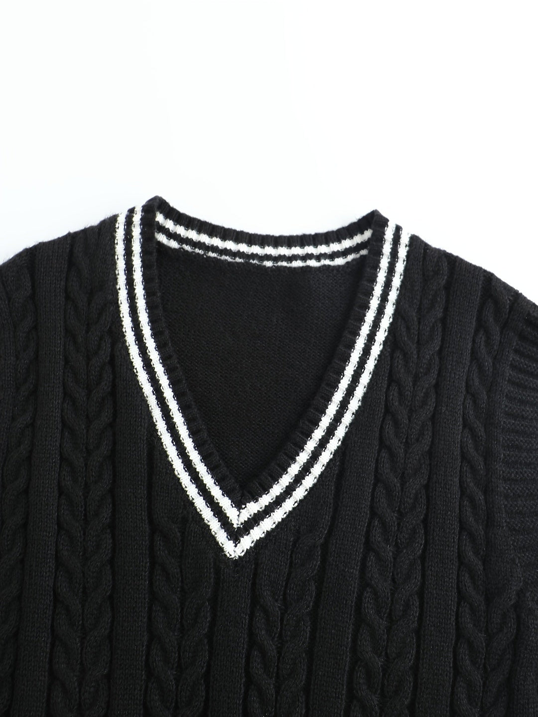 Gideon | Kabelstrikket V-hals Sweater Vest