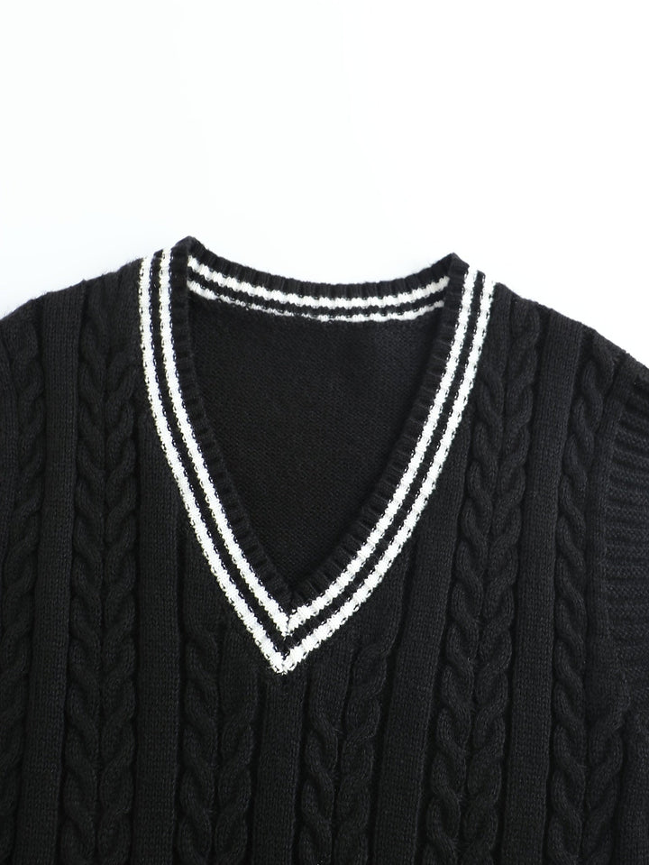 Gideon | Kabelstrikket V-hals Sweater Vest