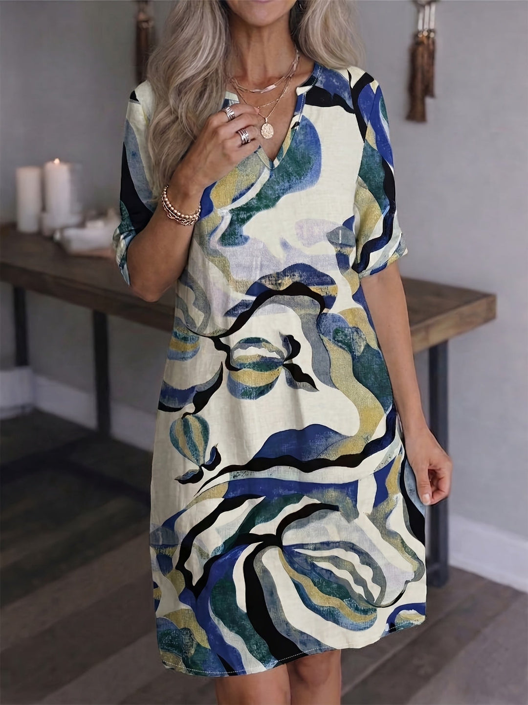 Ramona | Kunstnerisk Print Skift Kjole