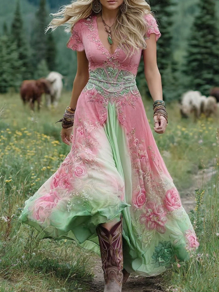 Natalie | Elegant Floral Maxi Kjole