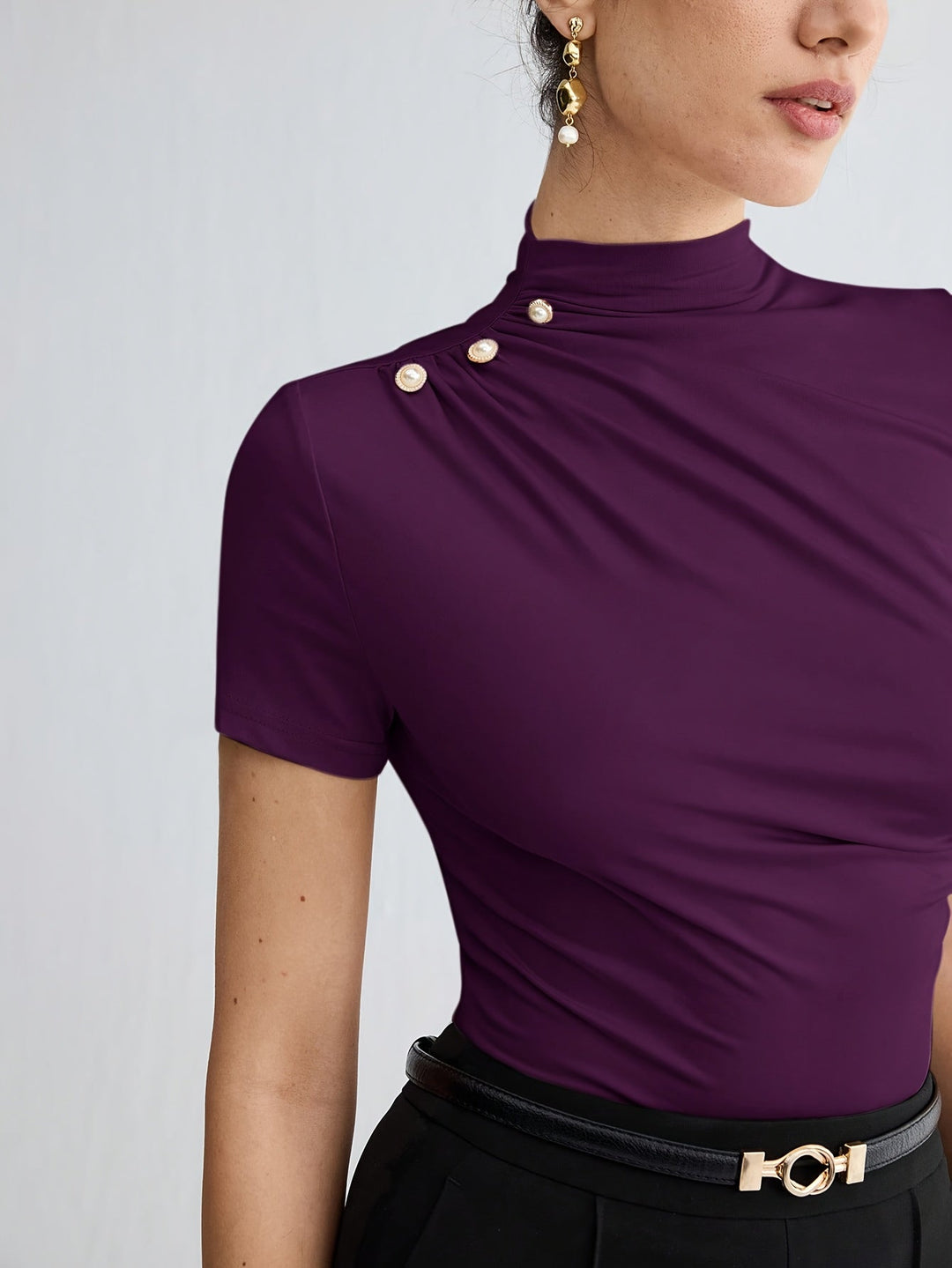 Sienna | Mock Neck Kortærmet Top