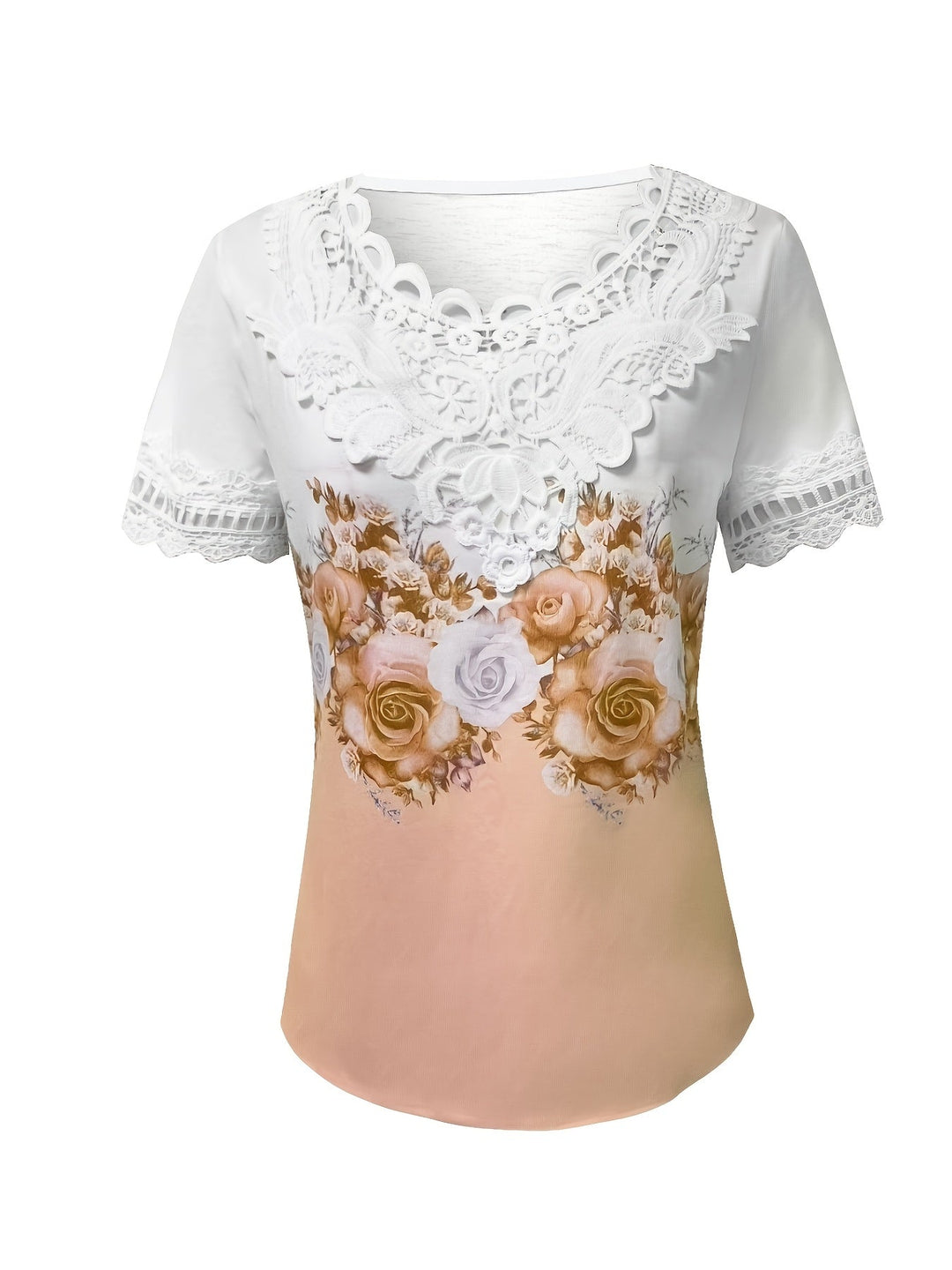 Renee | Blomstret Top med Blondekant