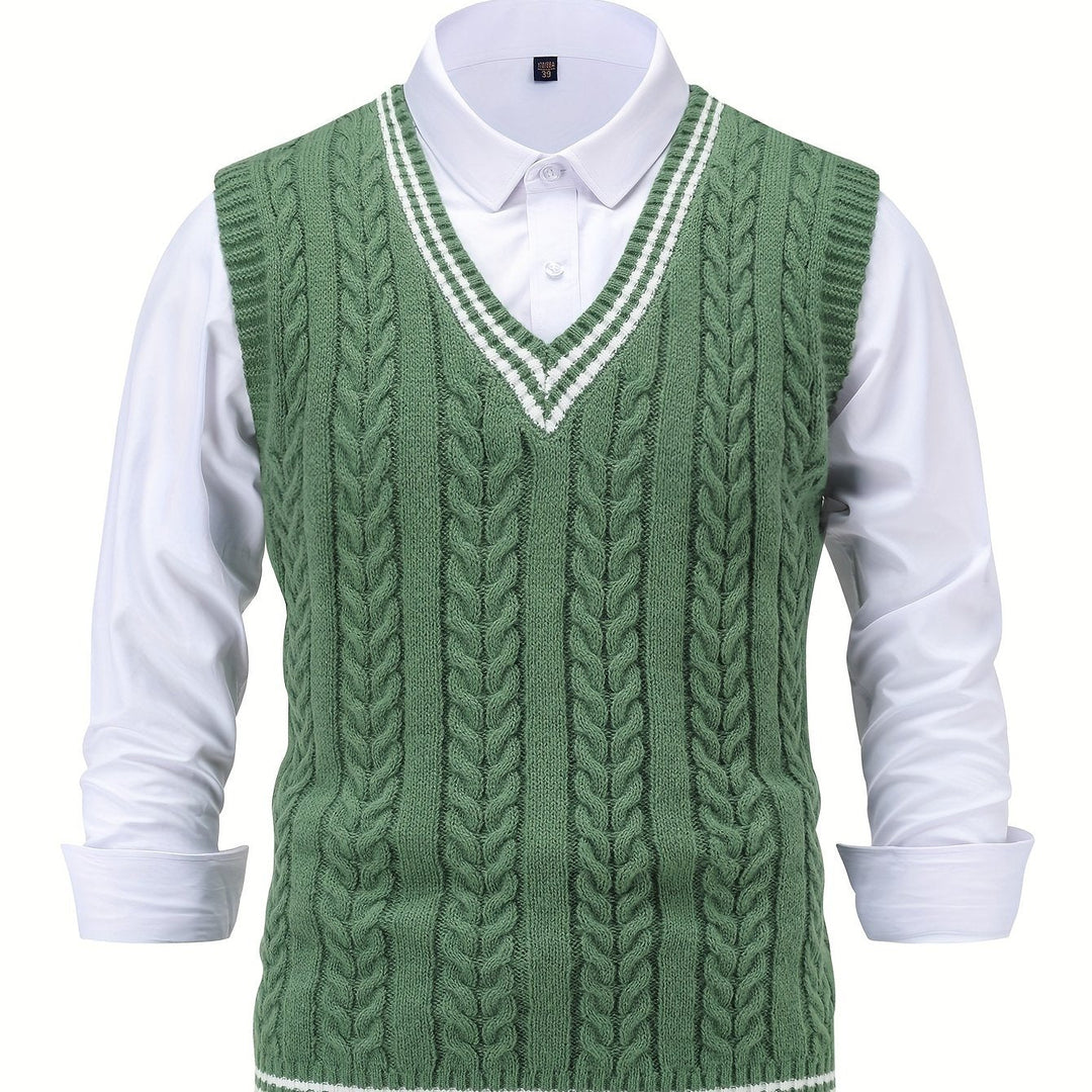 Gideon | Kabelstrikket V-hals Sweater Vest