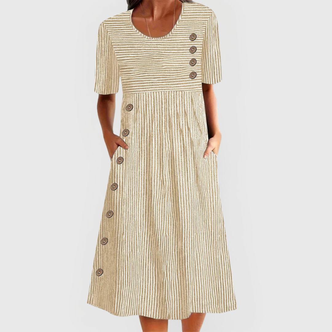 Demi | Stribet Midi Kjole