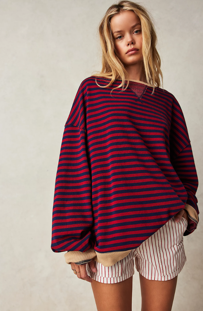 Paula | Stribet Rundhalset Pullover