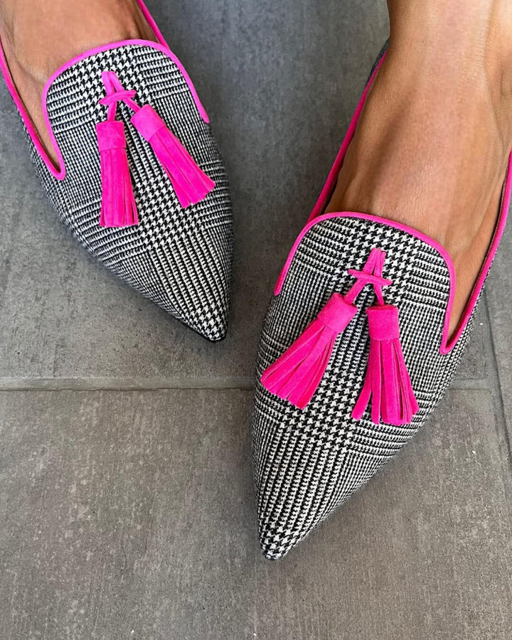 Nettie | Elegant Fluo Frynser Spidse Loafers