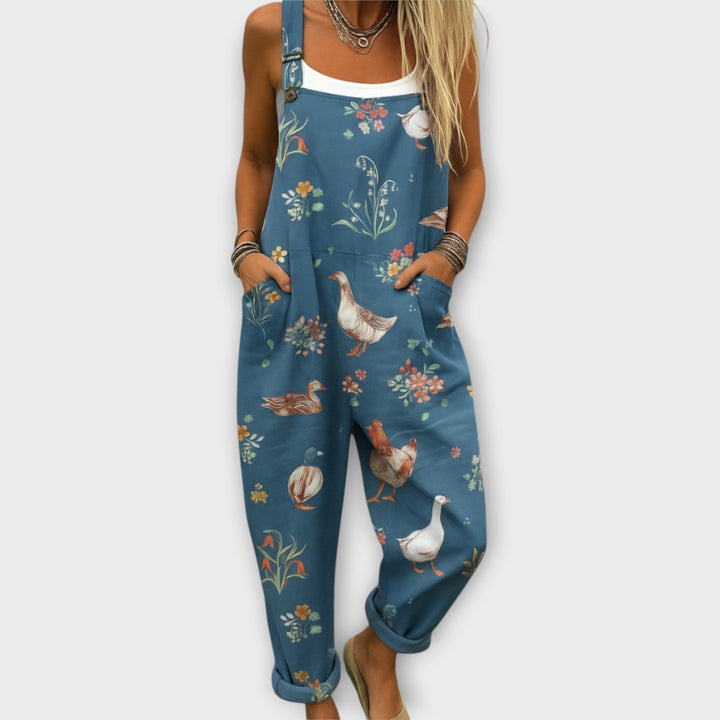 Noelle | Retro Elegant Blomsterprint Jumpsuit