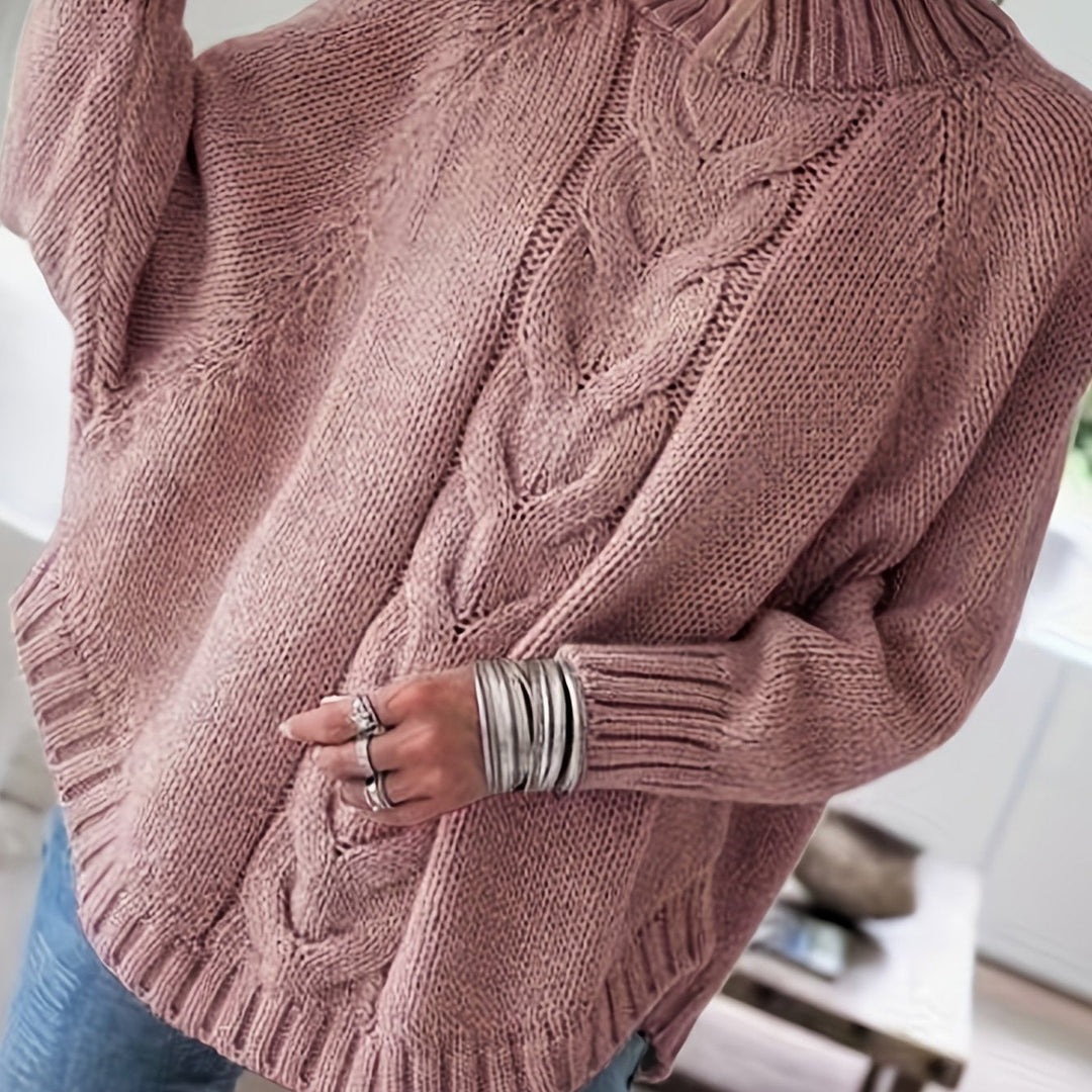 Gwendolyn | Kabelstrikket Højhalset Sweater