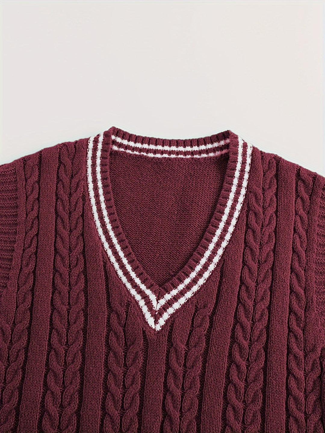 Gideon | Kabelstrikket V-hals Sweater Vest