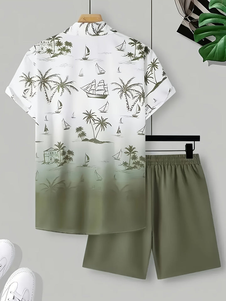 Garrett | Kystprint Skjorte og Shorts Sæt