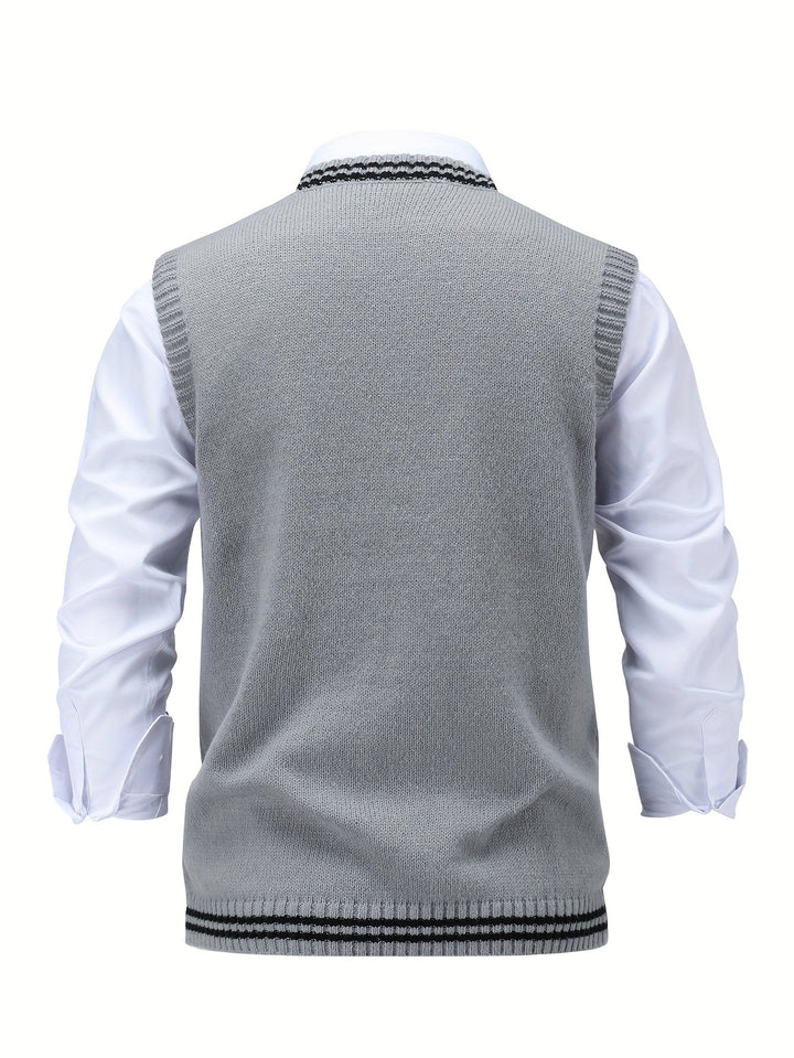 Gideon | Kabelstrikket V-hals Sweater Vest