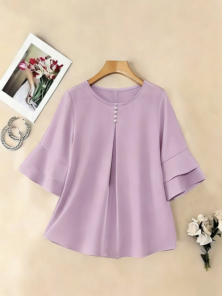 Karen | Bluse med Flared-ærmer og Plisseringer