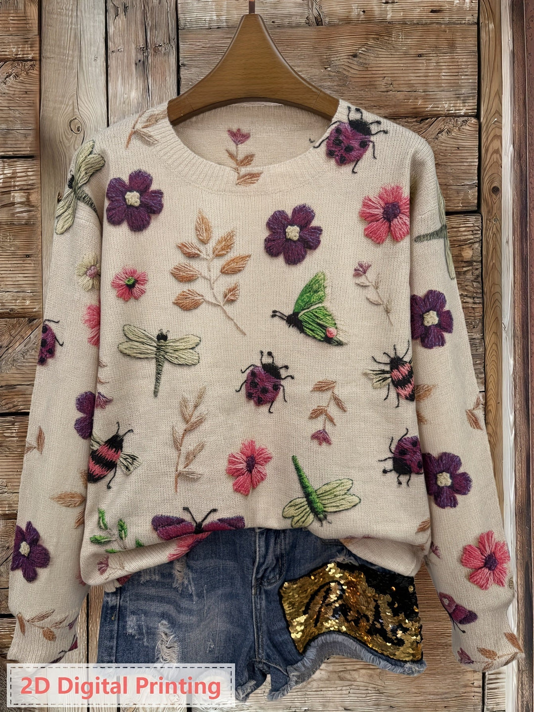 Elsie | Botanisk Print Crewneck Sweater