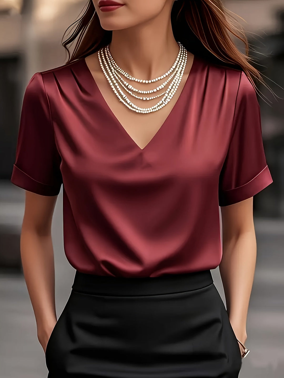Estelle | Draperet V-Hals Bluse