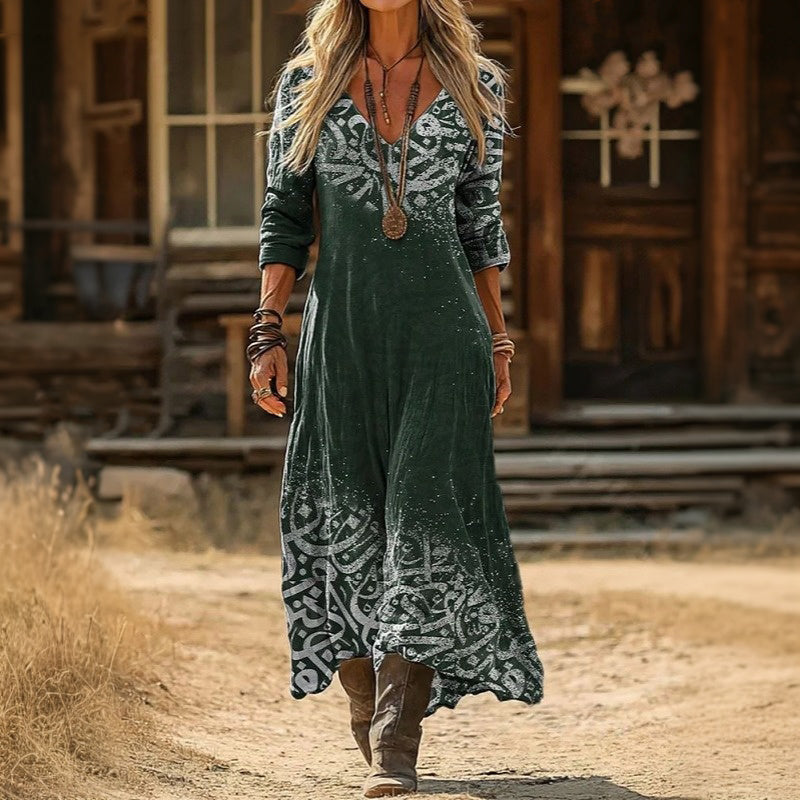 Antonia | Vintage Langærmet Casual Kjole