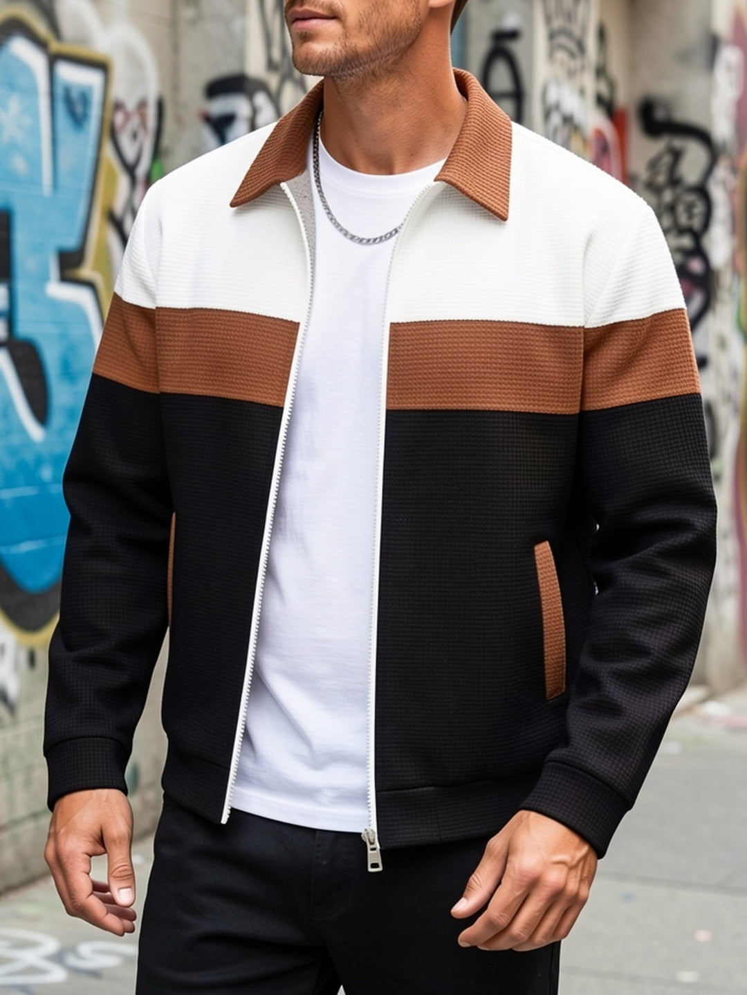 Cameron | Farveblokeret Zip-Up Jakke