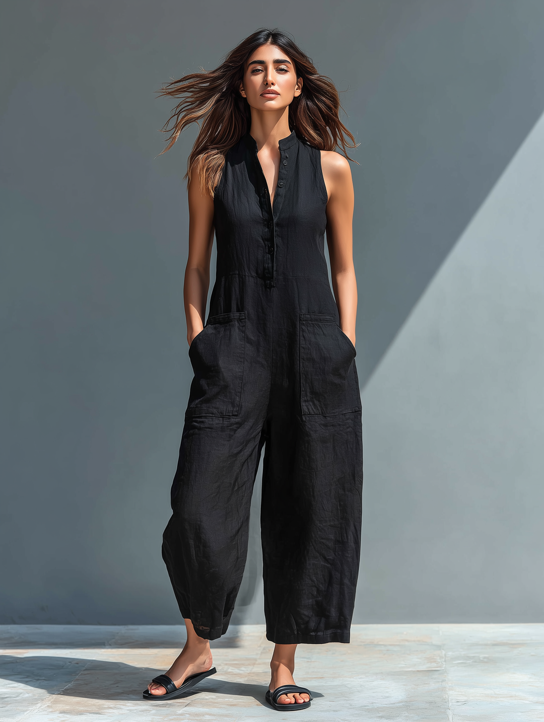 Debra | Elegant Ærmeløs Ensfarvet Jumpsuit
