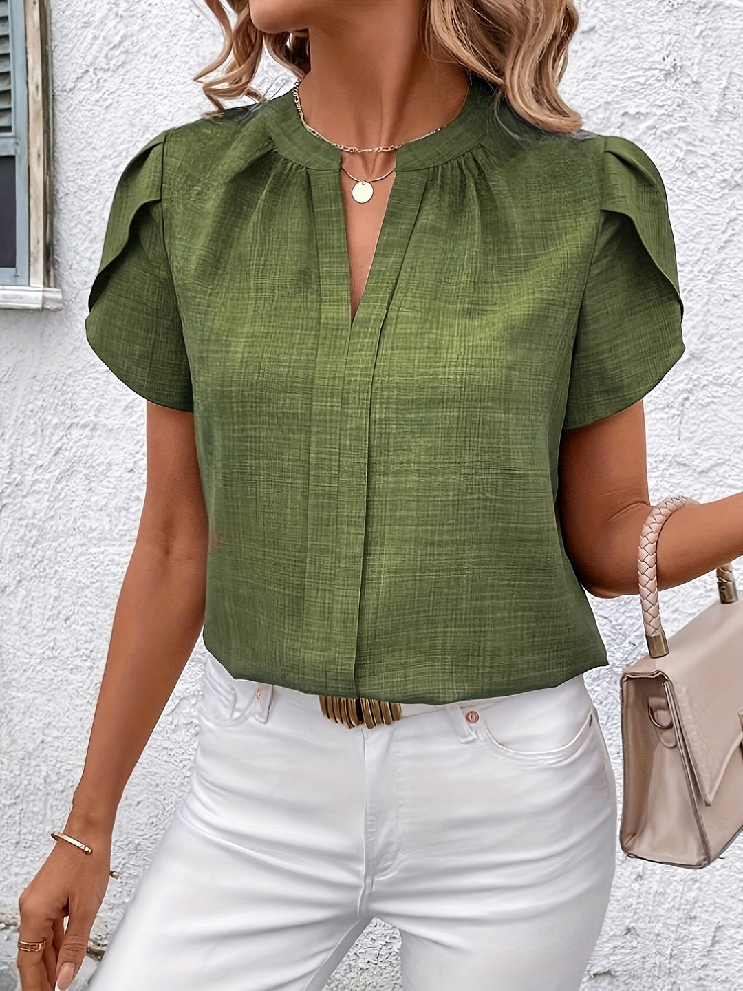 Heather | Bluse med Petalærmer og Notch