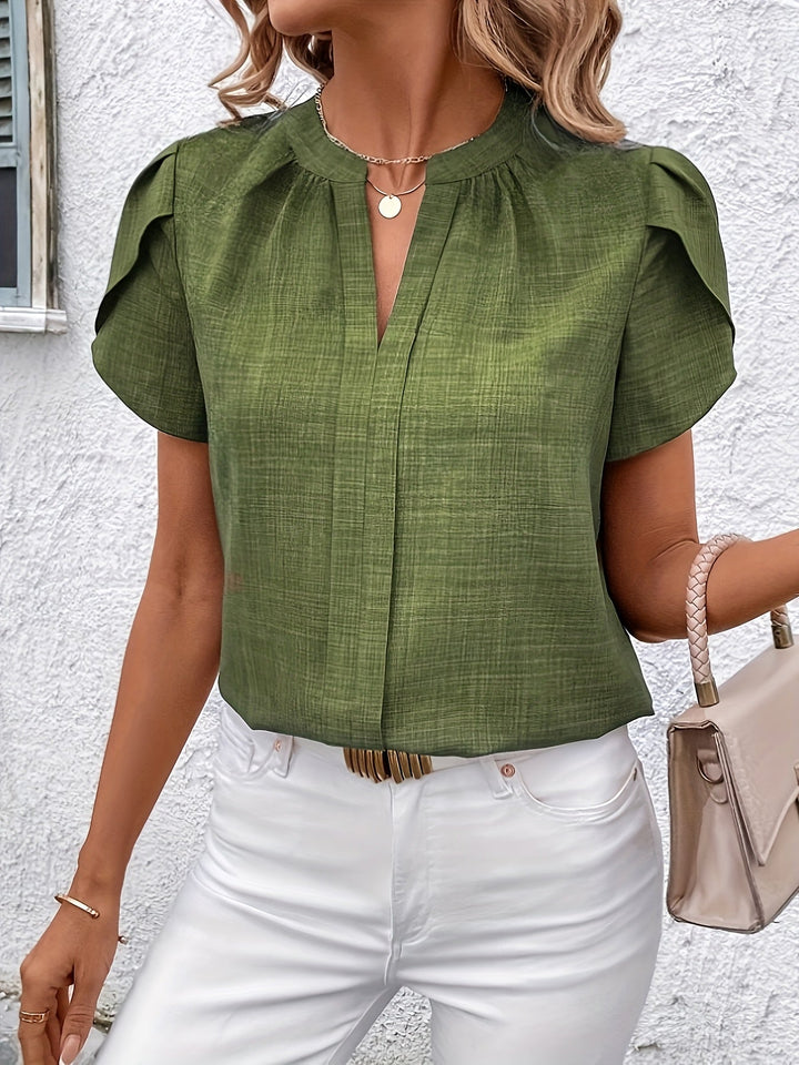 Heather | Bluse med Petalærmer og Notch