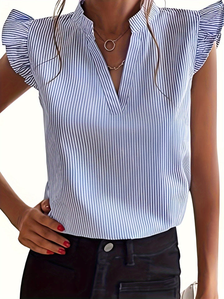 Rowan | Ruffle-Ærme V-Hals Bluse