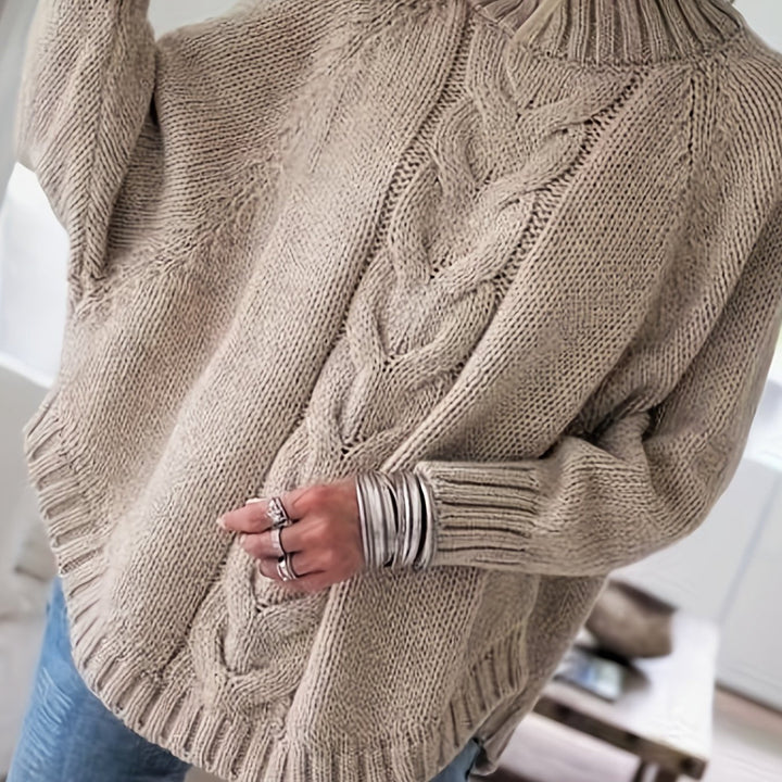 Corinne | Cozy Højhalset Kabelstrik Sweater