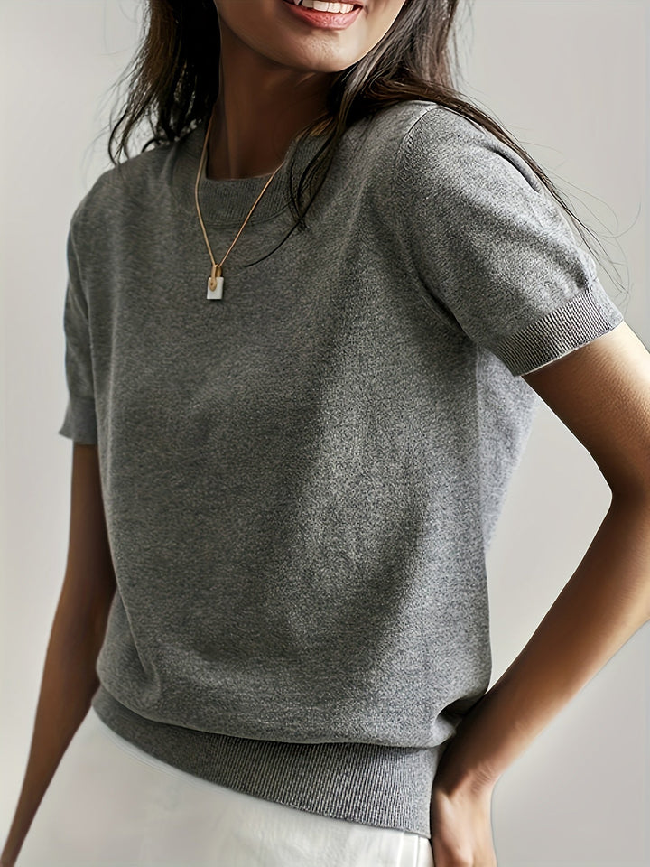 Harriet | Finstrikket T-Shirt med Korte Ærmer